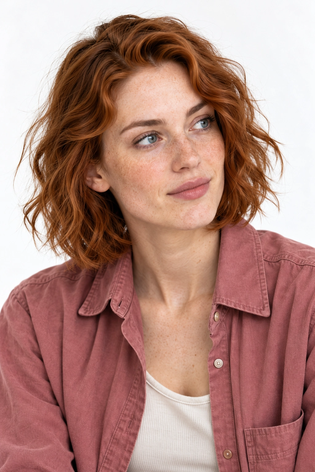 Manuela · Retrato, modelo virtual da DELFI em estúdio com fundo branco
