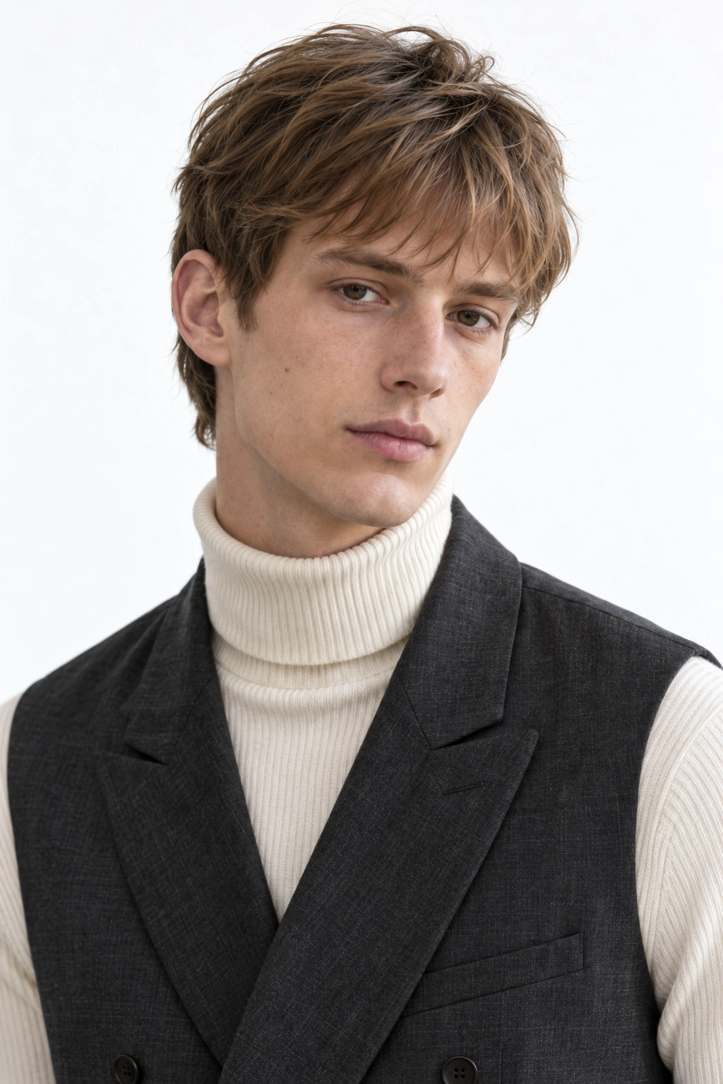 Valentino · Retrato, modelo virtual da DELFI em estúdio com fundo branco