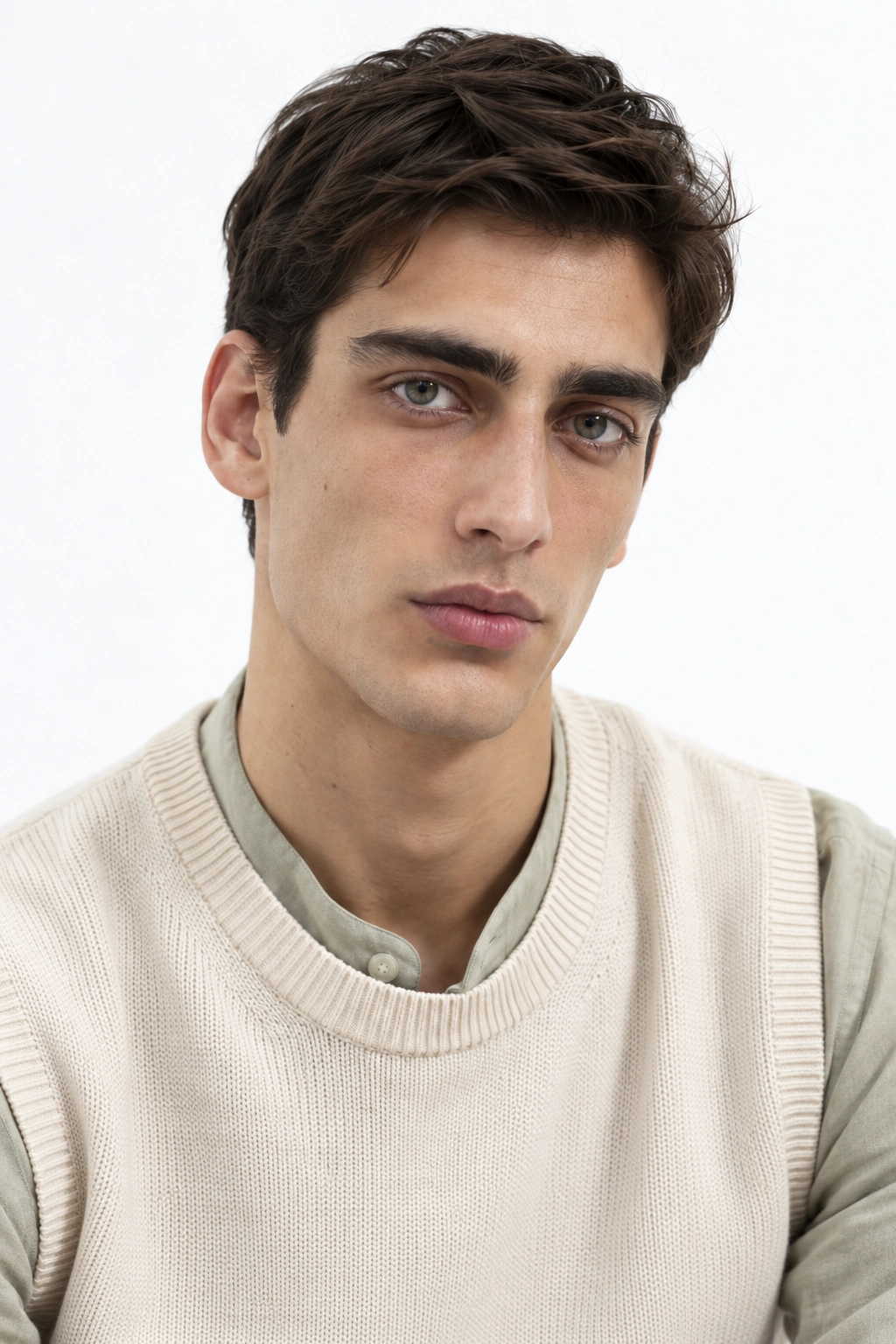 Enzo · Retrato, modelo virtual da DELFI em estúdio com fundo branco