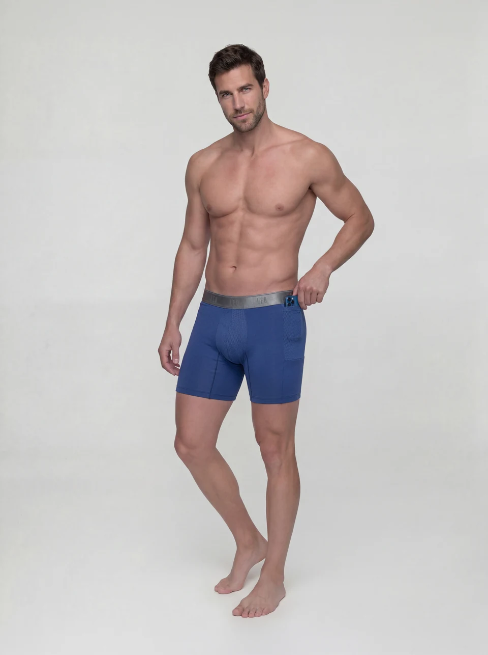 LEO — Blue boxer briefs · side pocket