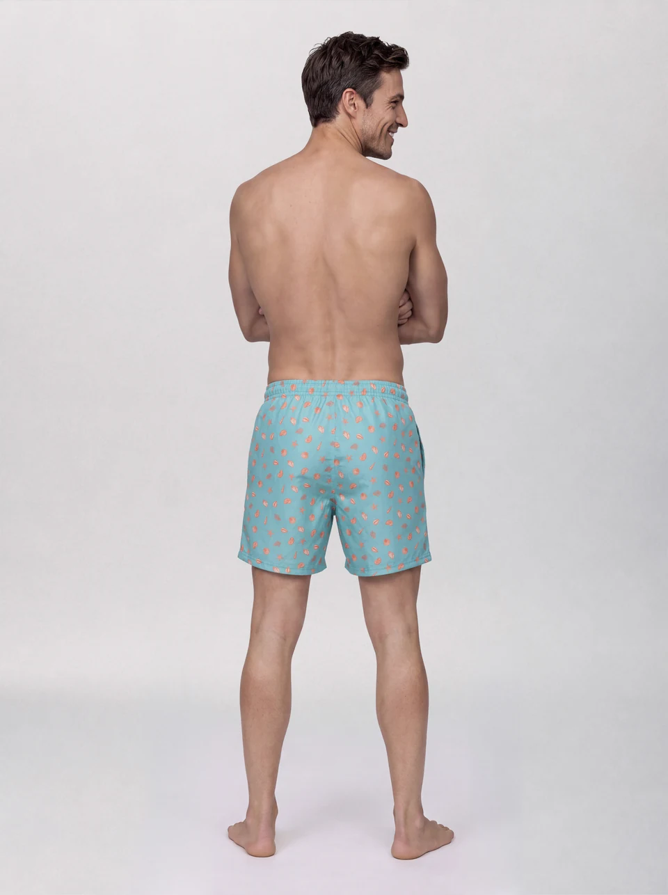 LEO — Turquoise swim shorts · back